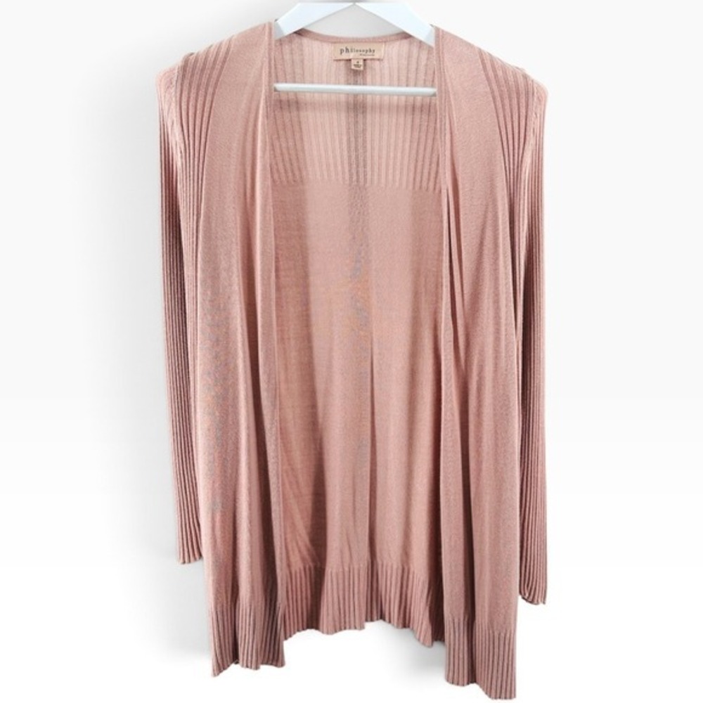Philosophy Republic Clothing Womens Ribbed Blush Pink Open Front Cardigan Small